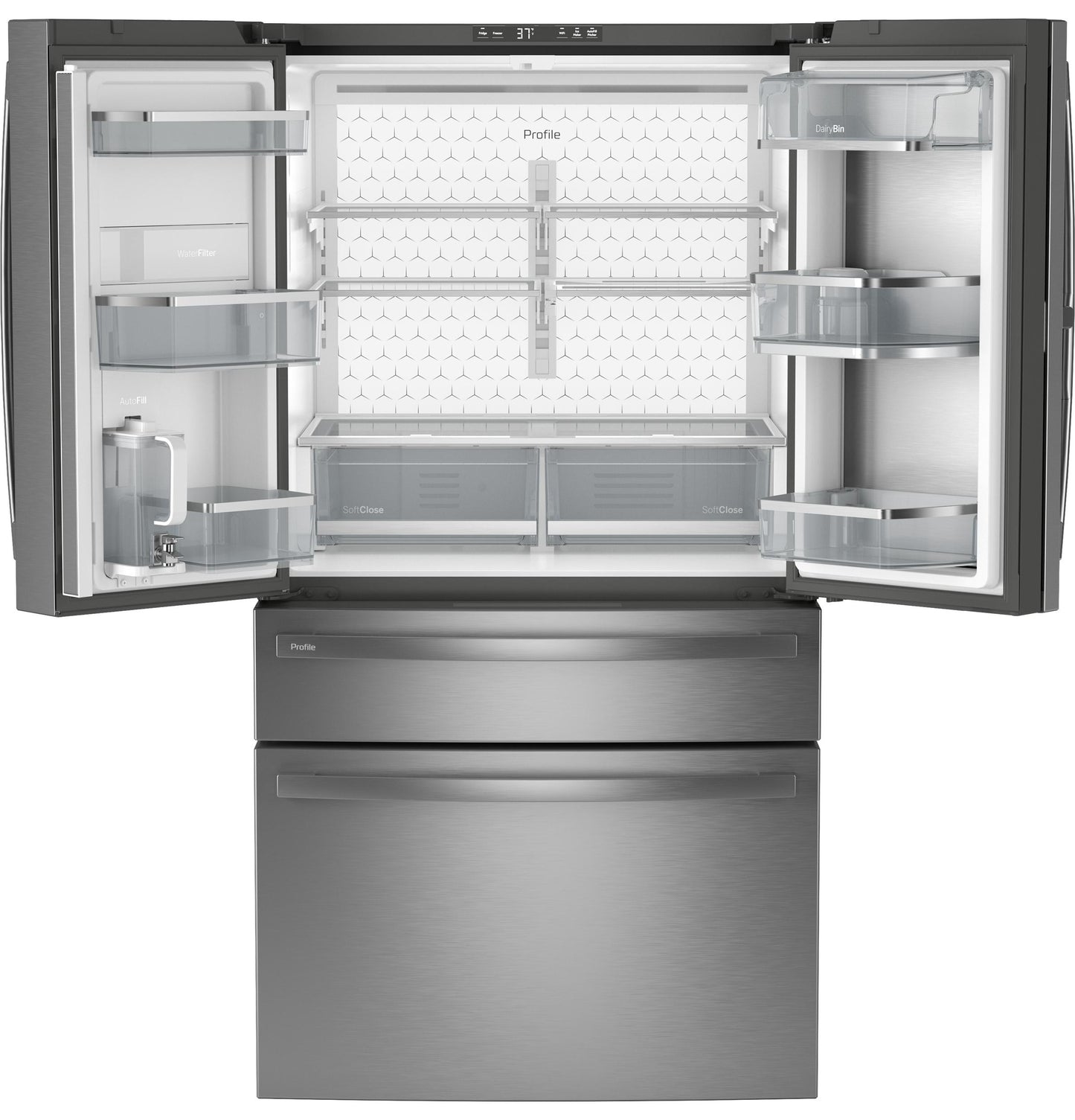 GE APPLIANCES PJD23BYWFS GE Profile™ ENERGY STAR® 23.3 Cu. Ft. Smart Counter-Depth Fingerprint Resistant 4-Door French-Door Refrigerator with Door In Door in Stainless Steel - PJD23BYWFS
