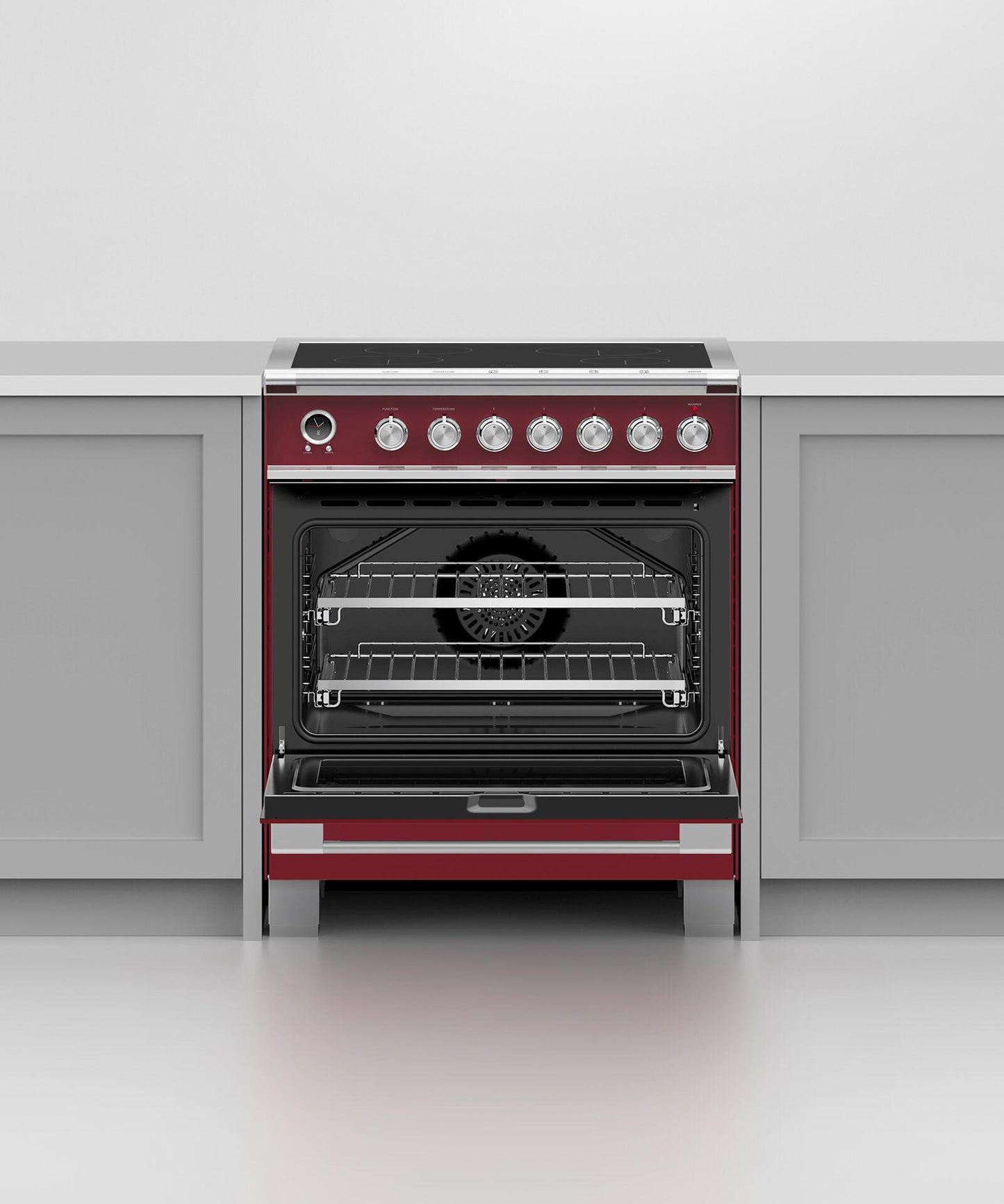 FISHER & PAYKEL OR30SCI6R1 30" Series 9 Classic 4 Zone Induction Self-Cleaning Range Red - OR30SCI6R1