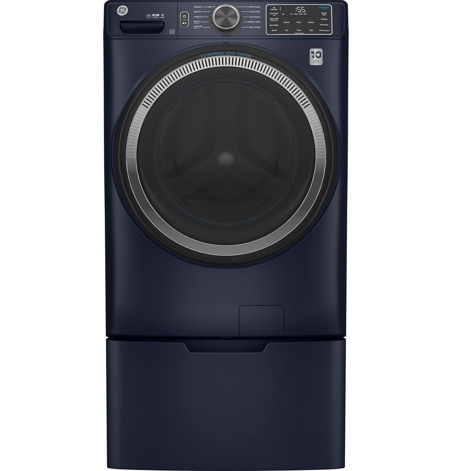 GE APPLIANCES GFW550SPRRS GE® ENERGY STAR® 4.8 cu. ft. Capacity Smart Front Load Washer with UltraFresh Vent System with OdorBlock™ and Sanitize w/Oxi Blue - GFW550SPRRS
