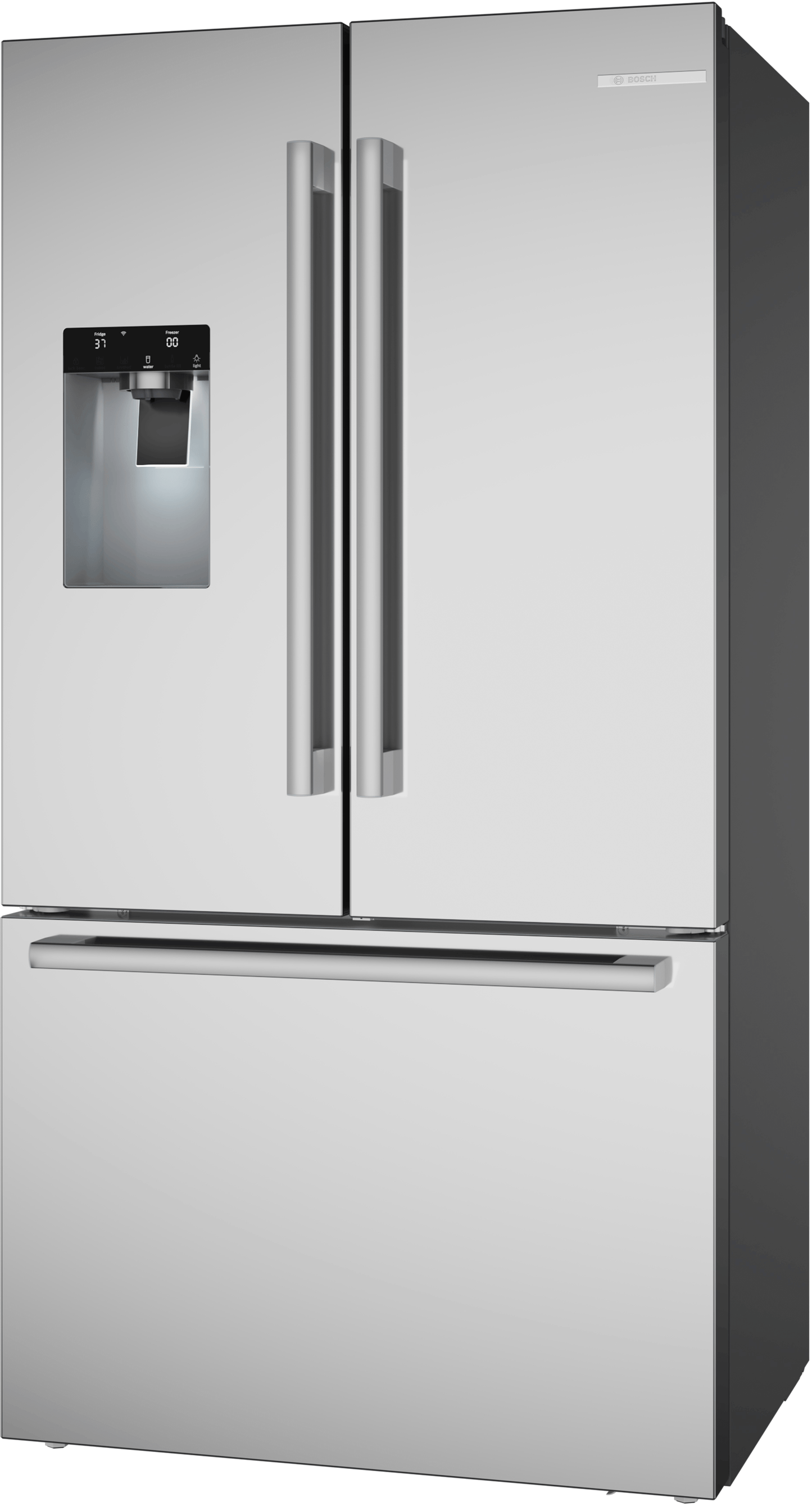 BOSCH B36CD52SNS 500 Series, French Door Bottom freezer, multi door, 36'', Brushed steel (with anti-fingerprint), Total No Frost in Stainless Steel - B36CD52SNS