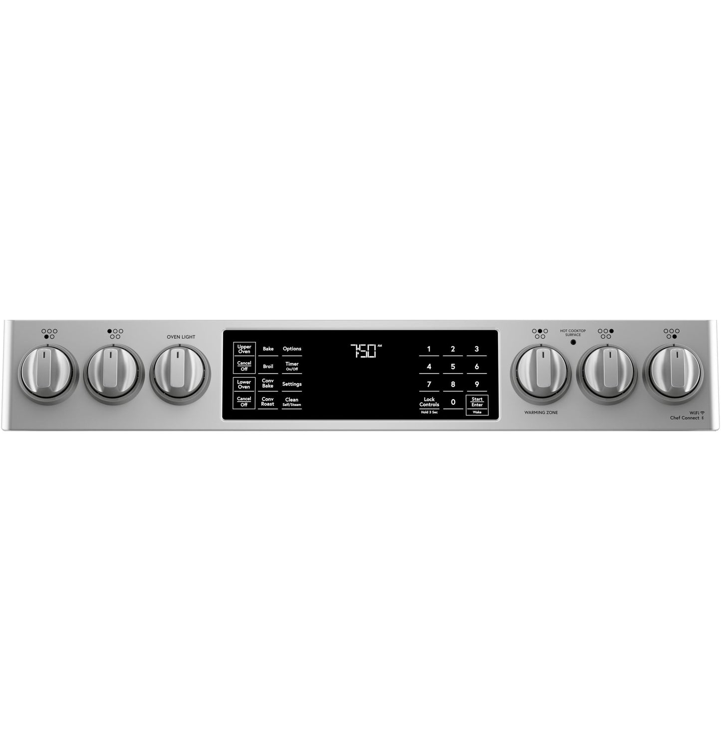 CAFE  30" Smart Slide-In, Front-Control, Radiant and Convection Double-Oven Range in Stainless Steel - CES750P2MS1