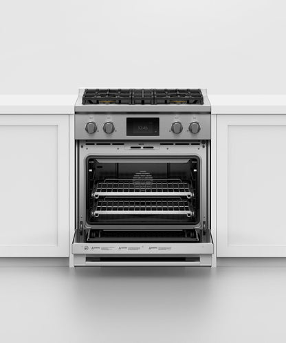FISHER & PAYKEL RDV3304N 30" Series 9 Professional Dual Fuel 4 Burner Self-Cleaning Range in Stainless Steel - RDV3304N