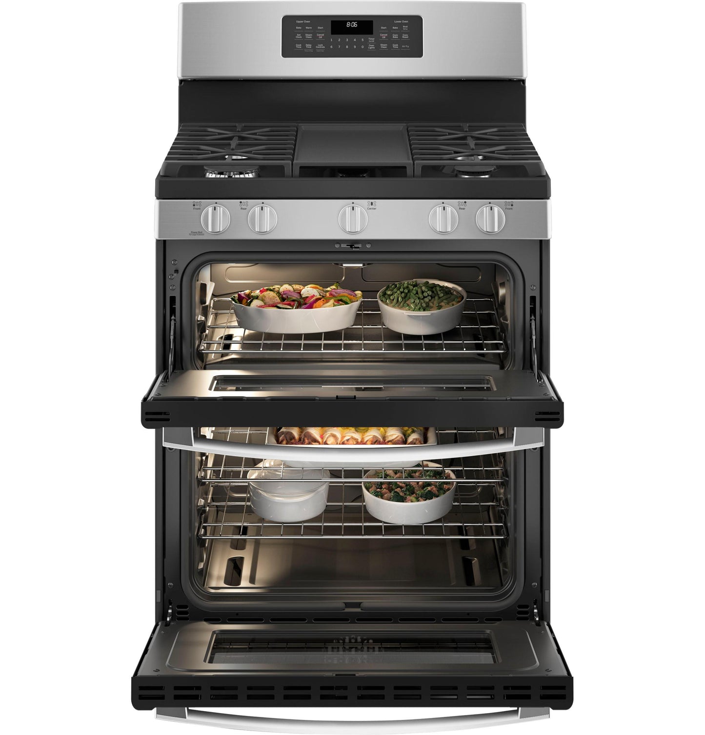 GE APPLIANCES GE 30" Free-Standing Gas Double Oven Convection Range in Stainless Steel - JGBS86SPSS