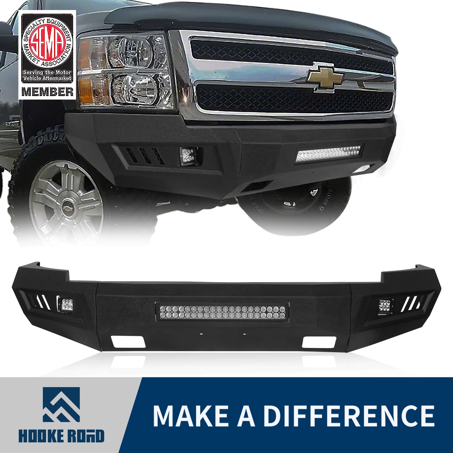 Hooke Road Front Bumper HR(07-13 Chevy Silverado 1500 Gen 2) - HE.9021
