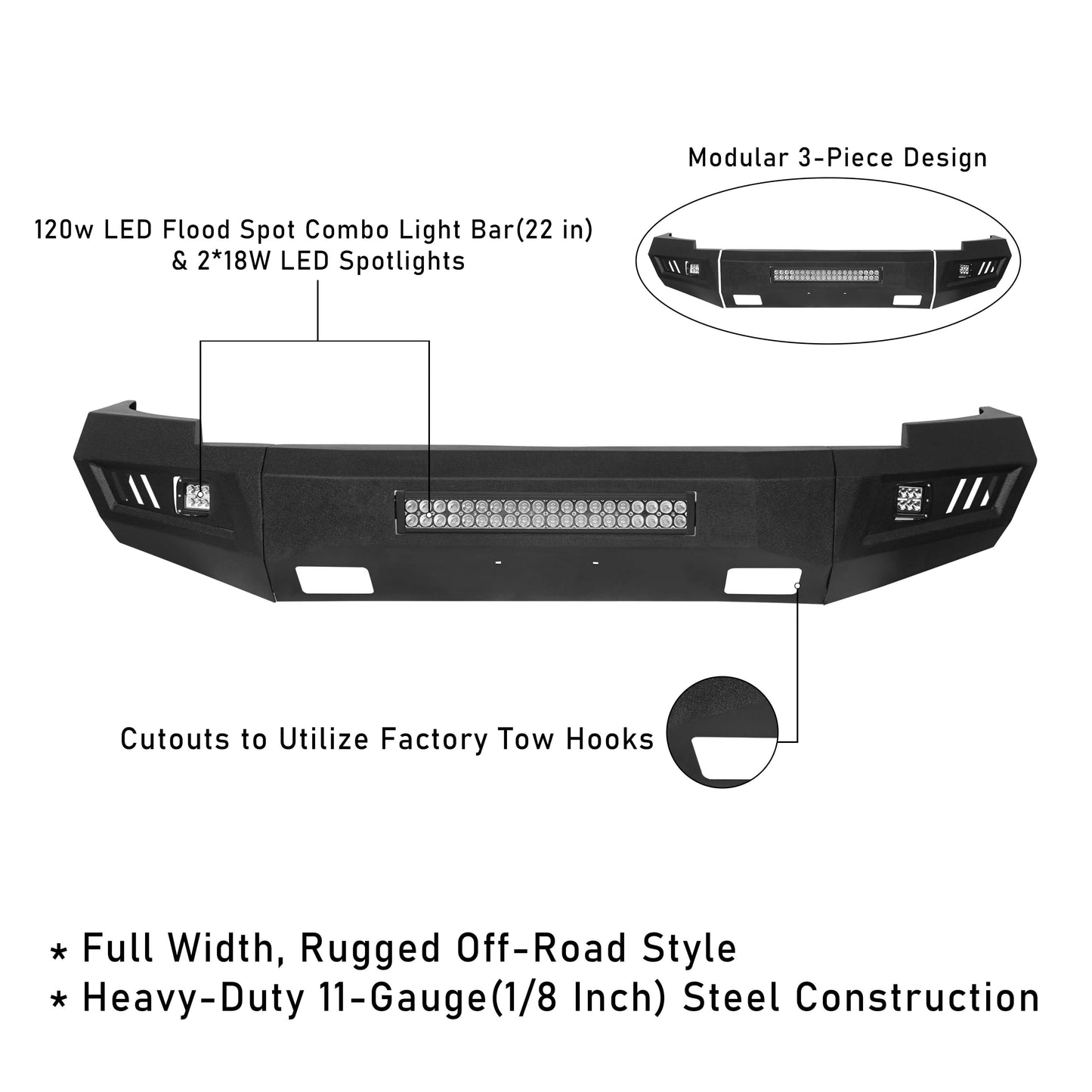 Hooke Road Front Bumper HR(07-13 Chevy Silverado 1500 Gen 2) - HE.9021