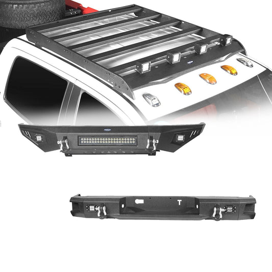 Hooke Road Front Bumper & Back Bumper & Roof Rack(14-21 Toyota Tundra Crewmax) - HE.5001&HE.5003&HE.5004