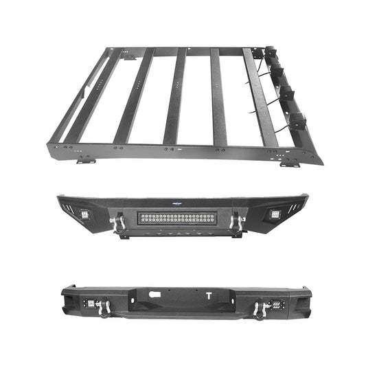Hooke Road Front Bumper & Back Bumper & Roof Rack(14-21 Toyota Tundra Crewmax) - HE.5001&HE.5003&HE.5004