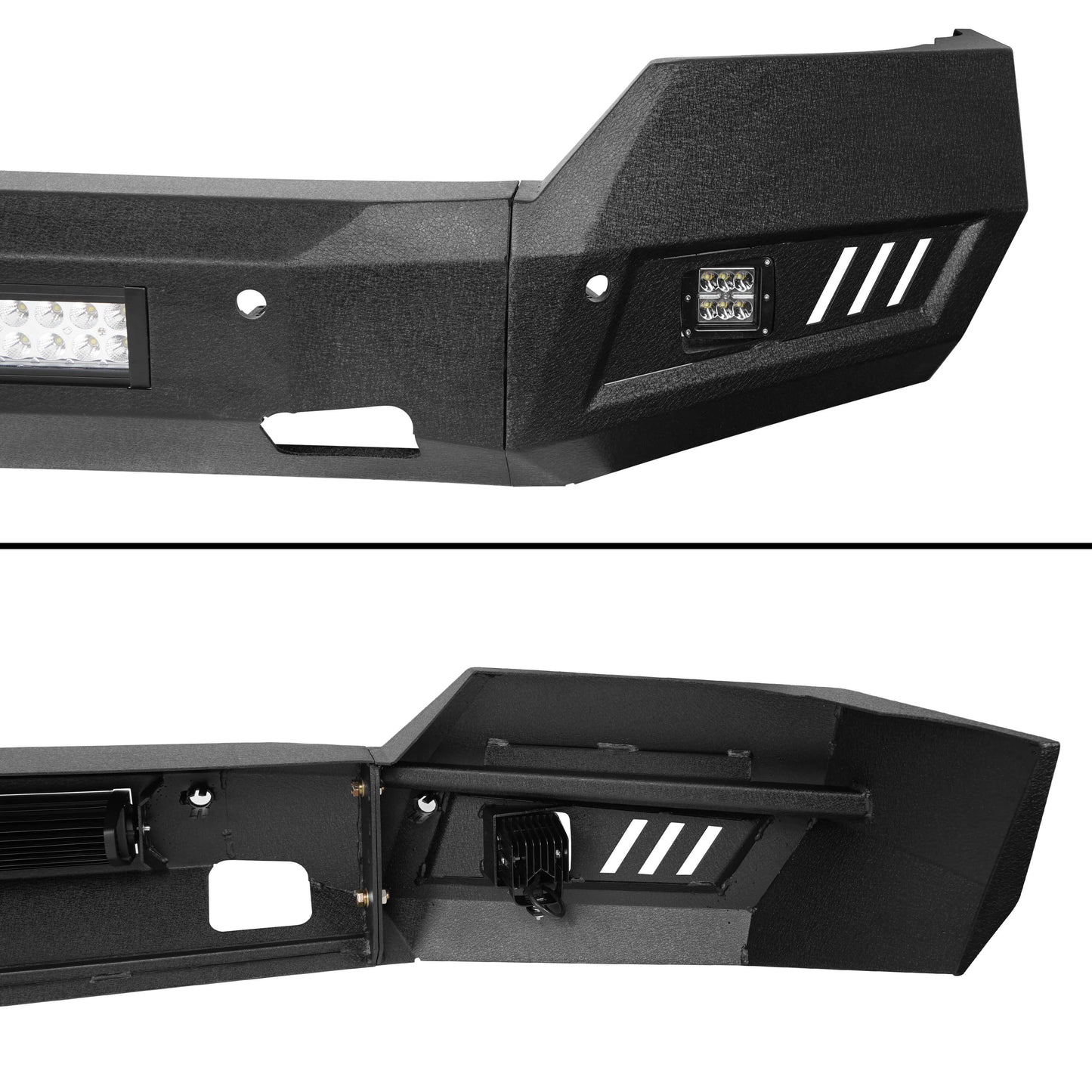 Silverado Front Bumper & Rear Bumper Combo w/LED Lights For Chevy Silverado 1500 - Hooke Road - HE.9021&HE.9024