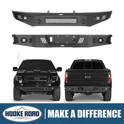 Hooke Road Full-Width Front Bumper & Rear Bumper Back Bumper(09-14 Ford F-150, Excluding Raptor)