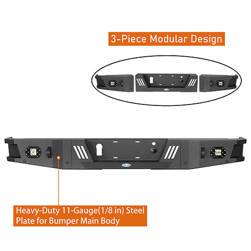 Hooke Road Full-Width Front Bumper & Rear Bumper Back Bumper(09-14 Ford F-150, Excluding Raptor)