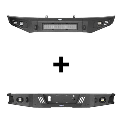 Hooke Road Full-Width Front Bumper & Rear Bumper Back Bumper(09-14 Ford F-150, Excluding Raptor)