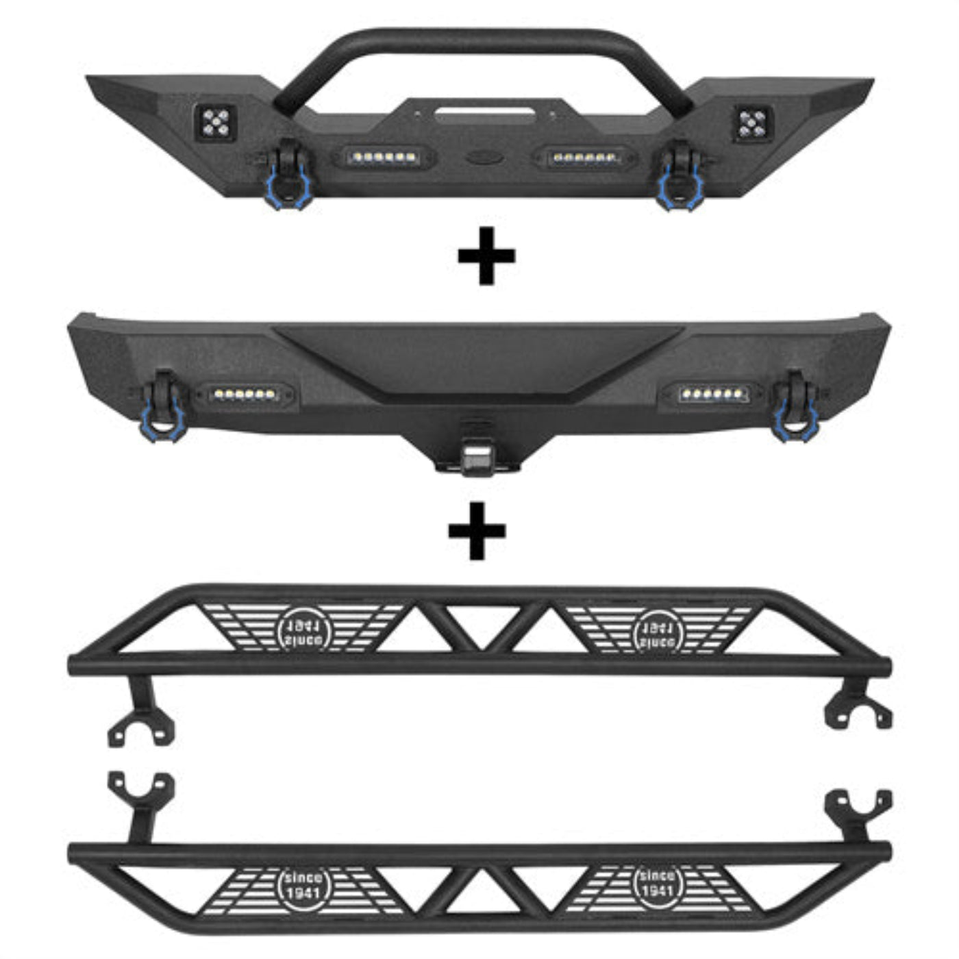 Hooke Road Front Bumper / Rear Bumper / Side Steps(07-18 Jeep Wrangler JK) - HE.2013+HE.3018-1+HE.2030