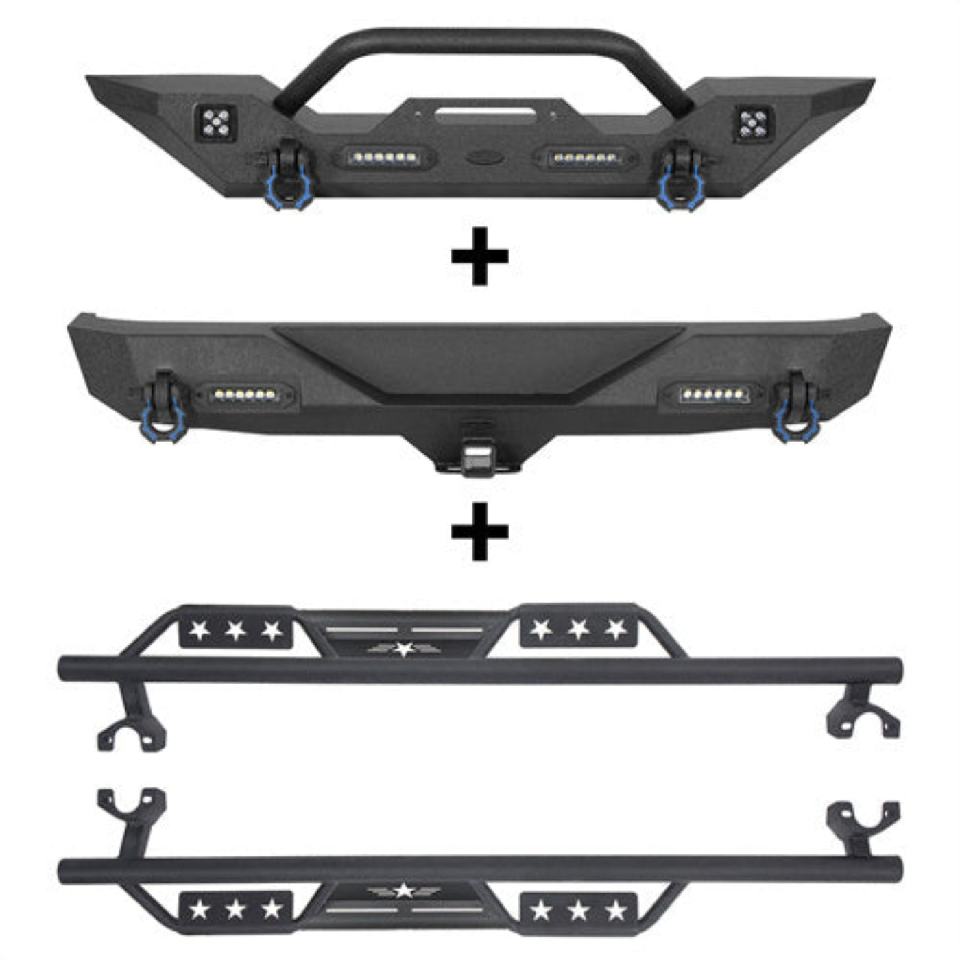 Hooke Road Front Bumper / Rear Bumper / Side Steps(07-18 Jeep Wrangler JK) - HE.2010-1&HE.3018-1&HE.2030
