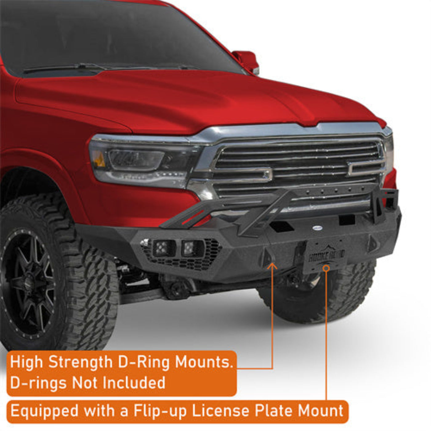 Hooke Road Front Bumper for 2019-2024 Ram 1500 (Excluding EcoDiesel, Rebel & TRX) - HE.6036A&HE.6036B