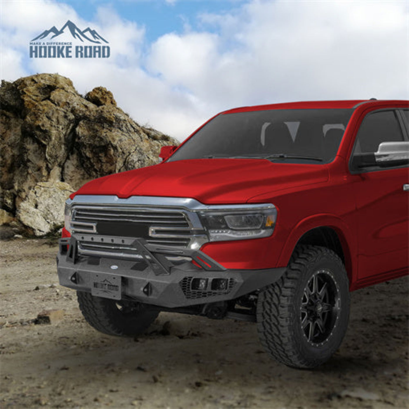 Hooke Road Front Bumper for 2019-2024 Ram 1500 (Excluding EcoDiesel, Rebel & TRX) - HE.6036A&HE.6036B
