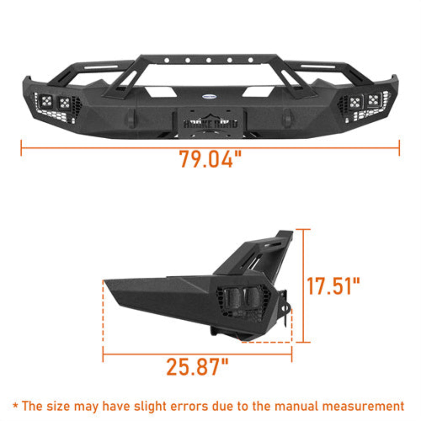 Hooke Road Front Bumper for 2019-2024 Ram 1500 (Excluding EcoDiesel, Rebel & TRX) - HE.6036A&HE.6036B