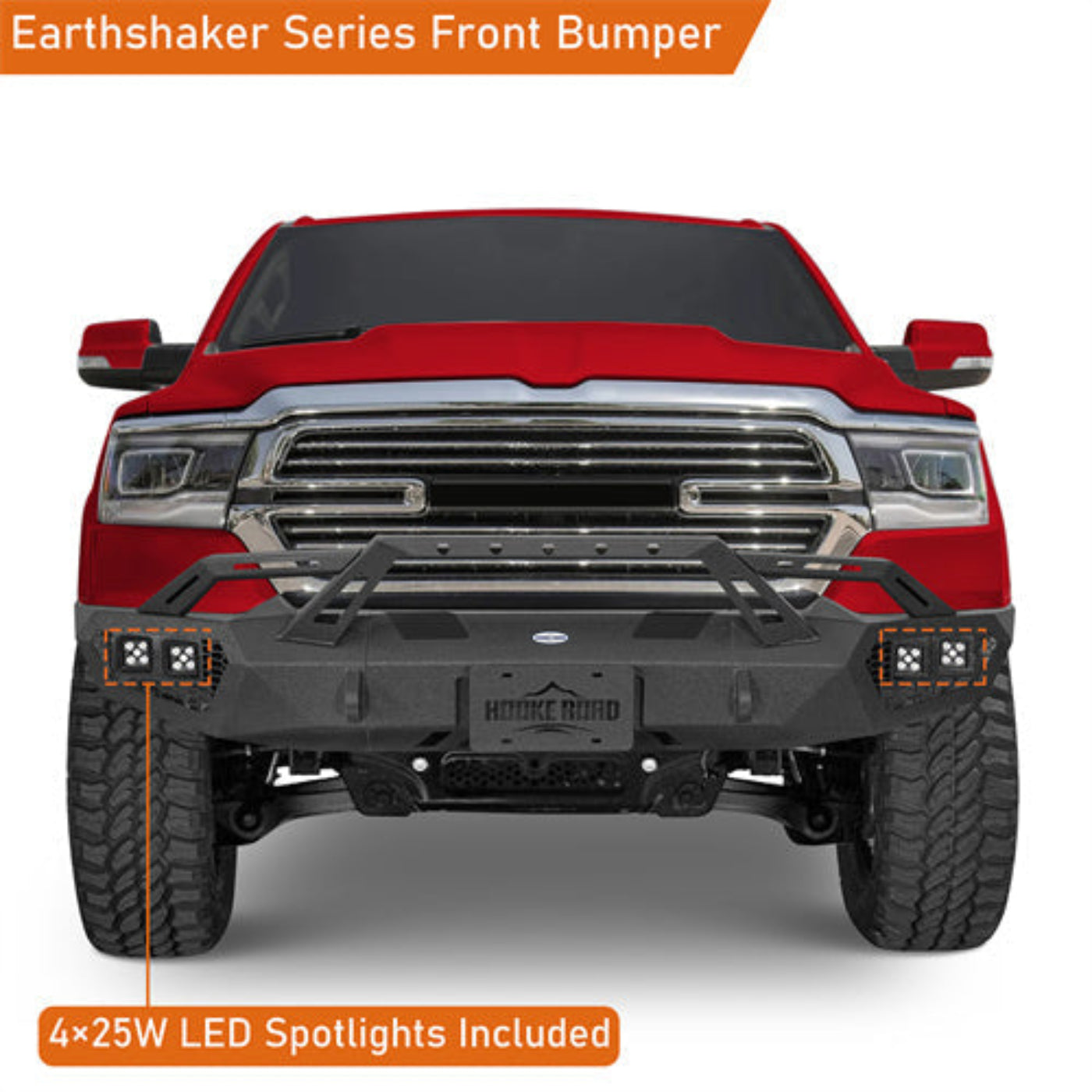 Hooke Road Front Bumper for 2019-2024 Ram 1500 (Excluding EcoDiesel, Rebel & TRX) - HE.6036A&HE.6036B