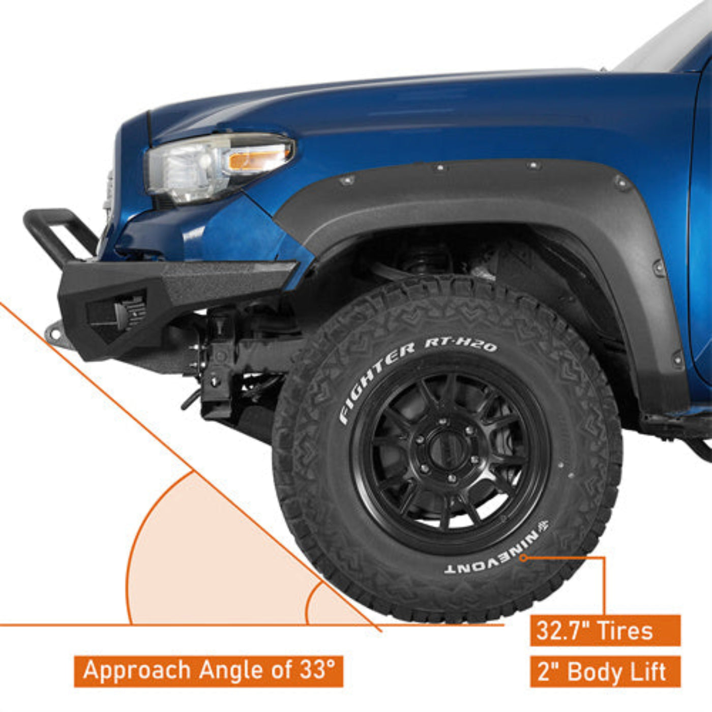 Front Bumper w/ Winch Plate (16-23 Toyota Tacoma) - Hooke Road - HE.4233-S