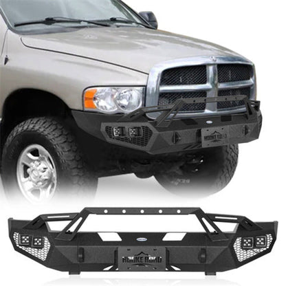 Hooke Road Front Bumper w/ Winch Plate & 4 × LED Lights for 03-05 Ram 2500 3500 (Excluding Diesel Models) - HE.6466
