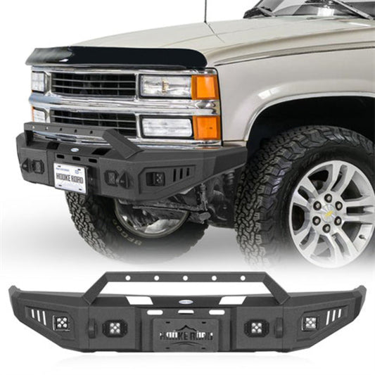 Front Bumper w/ Winch Plate & LED Spotlights (88-98 Chevy C/K 1500 2500 3500 & GMC Sierra 1500 2500 3500) - Hooke Road - HE.9080