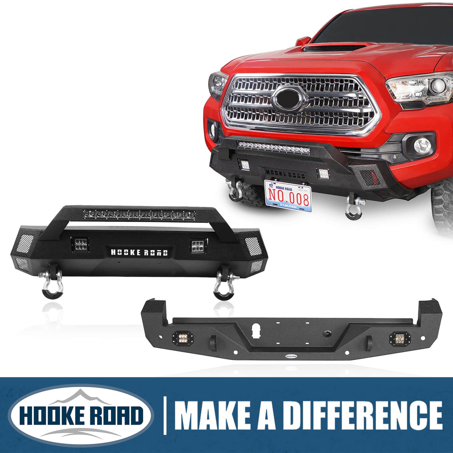 Hooke Road Front & Rear Bumpers Combo(16-23 Toyota Tacoma 3rd Gen) - HE.4202&HE.4200-1