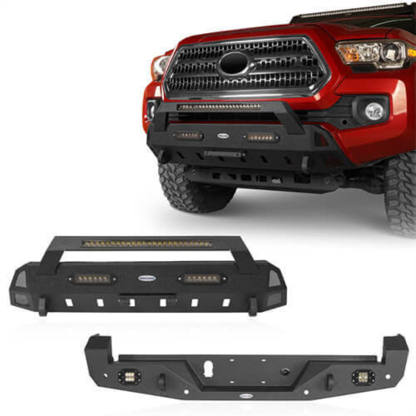 Hooke Road Front & Rear Bumpers Combo(16-23 Toyota Tacoma 3rd Gen) - HE.4203&HE.4200-1