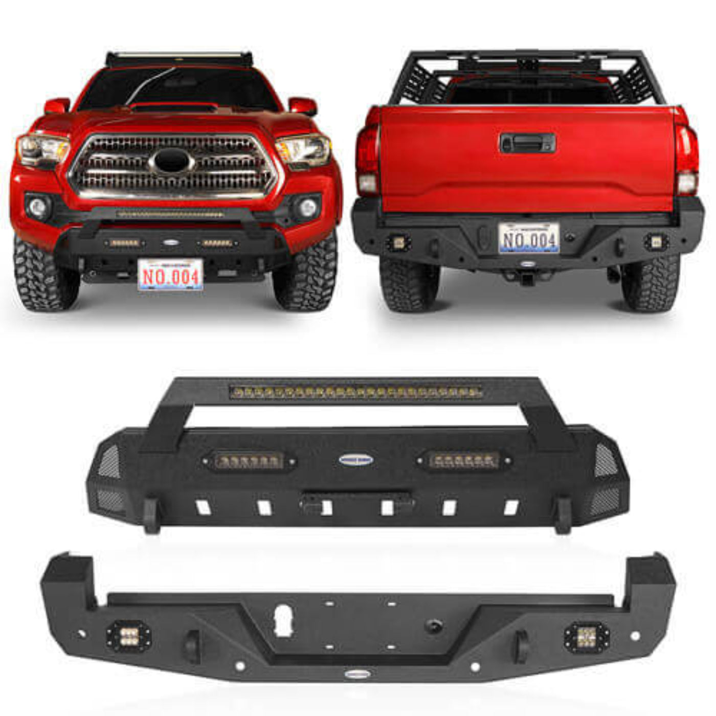 Hooke Road Front & Rear Bumpers Combo(16-23 Toyota Tacoma 3rd Gen) - HE.4203&HE.4200-1