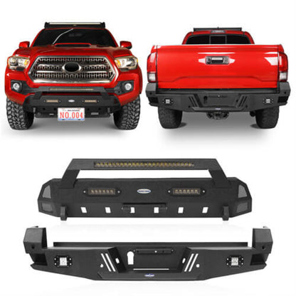 Hooke Road HR Front & Rear Bumpers Combo(16-23 Toyota Tacoma 3rd Gen) - HE.4204&HE.4203
