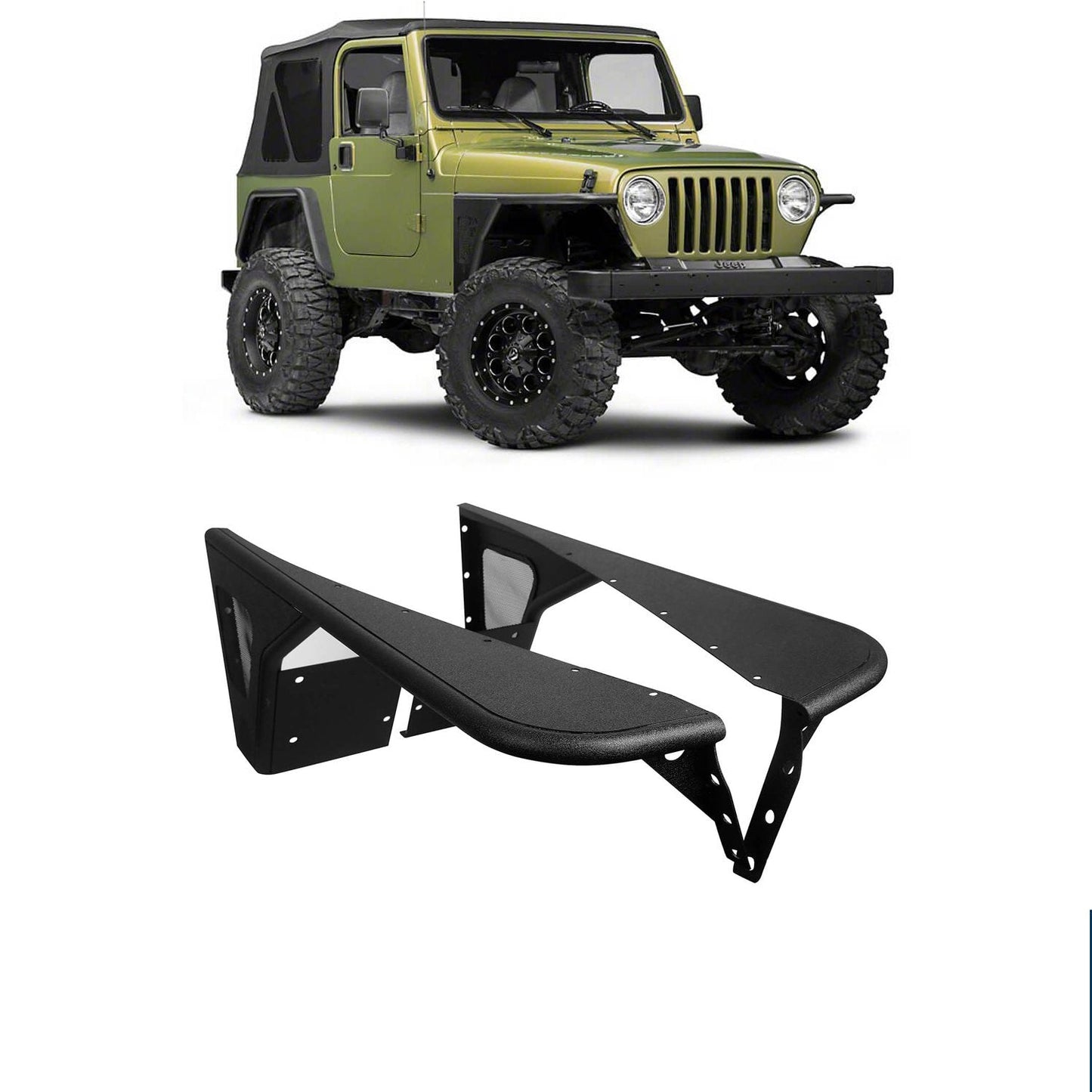 Hooke Road Front & Rear Fender Flares Tubular Fenders(97-06 Jeep Wrangler TJ) - HE.1003&HE.1024