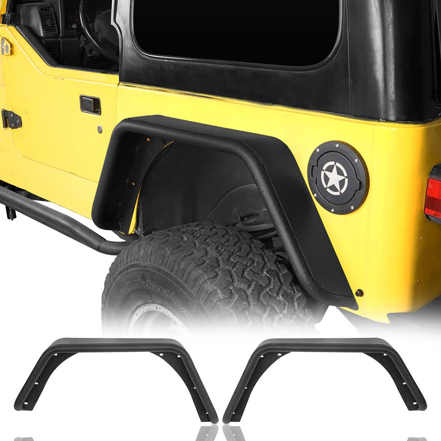 Hooke Road Front & Rear Fender Flares Tubular Fenders(97-06 Jeep Wrangler TJ) - HE.1003&HE.1024