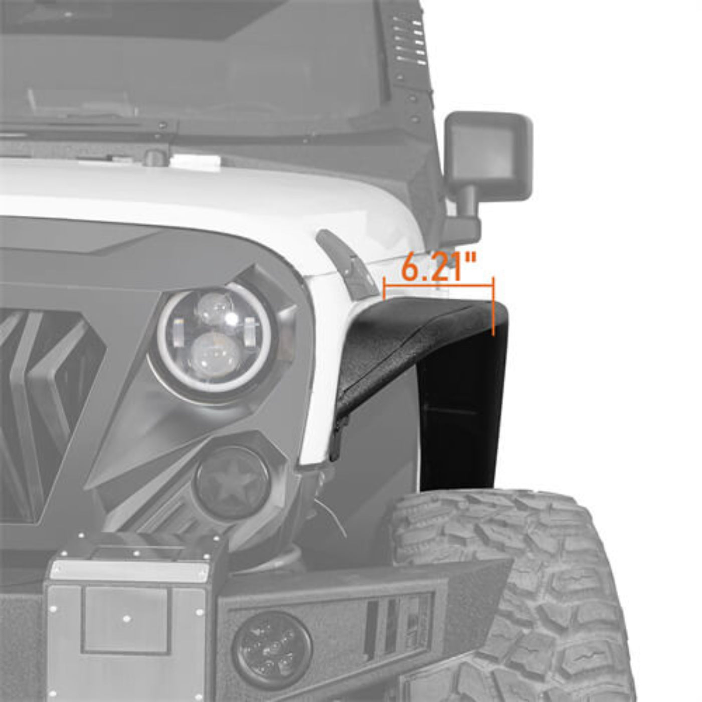 Front & Rear Tube Fender Flares Kit For 2007-2018 Jeep Wrangler JK - Hooke Road - HE.2086