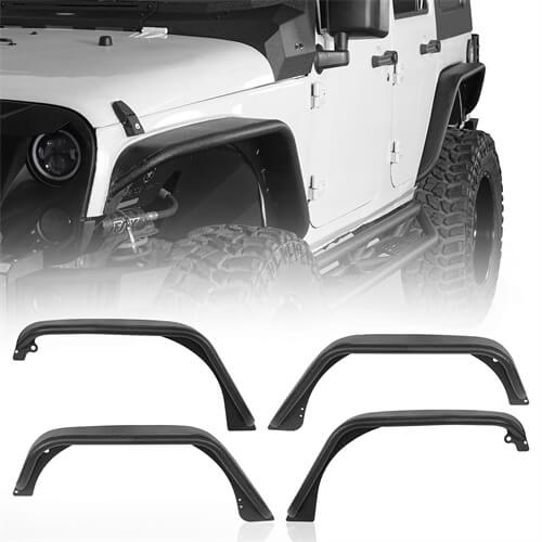 Front & Rear Tube Fender Flares Kit For 2007-2018 Jeep Wrangler JK - Hooke Road - HE.2086