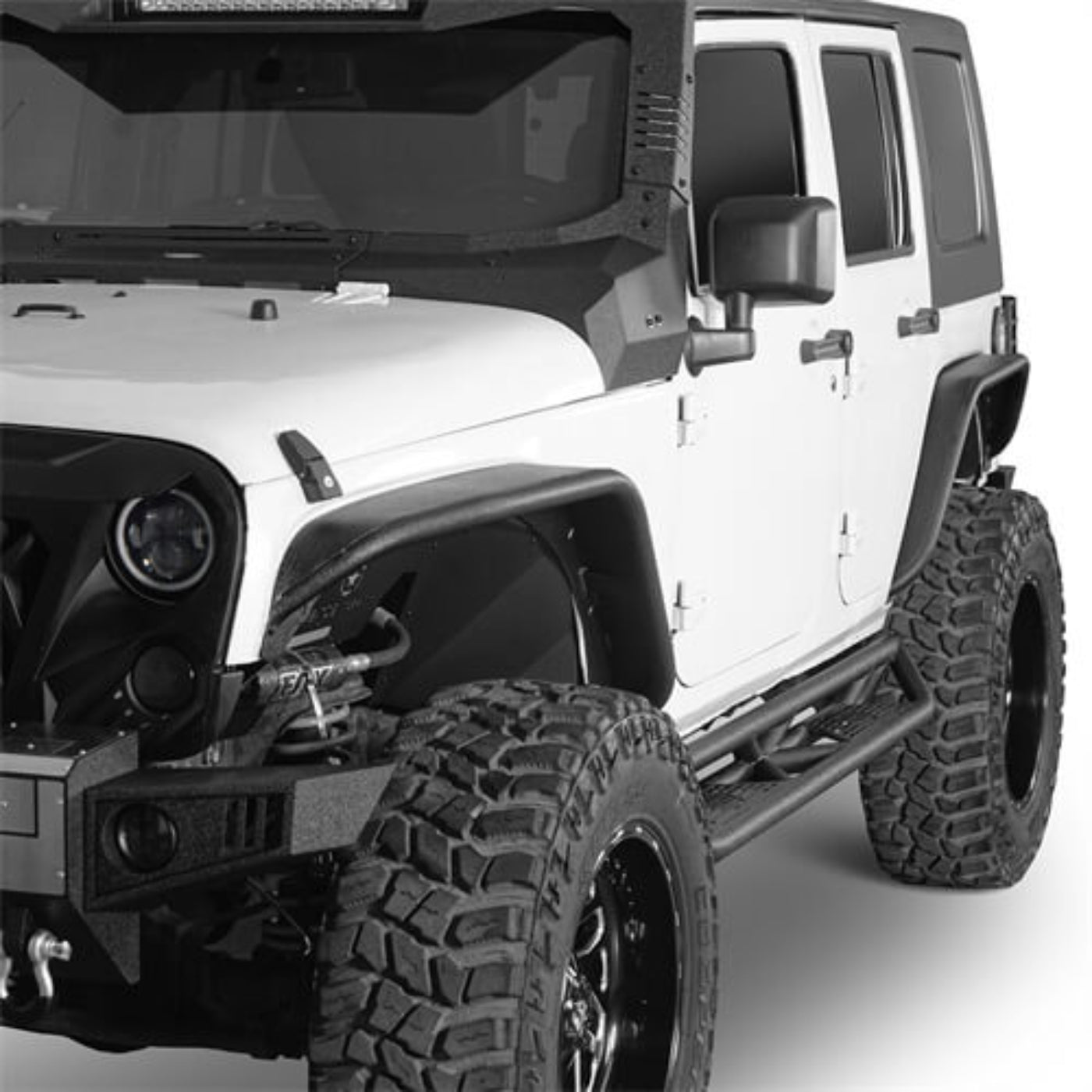 Front & Rear Tube Fender Flares Kit For 2007-2018 Jeep Wrangler JK - Hooke Road - HE.2086