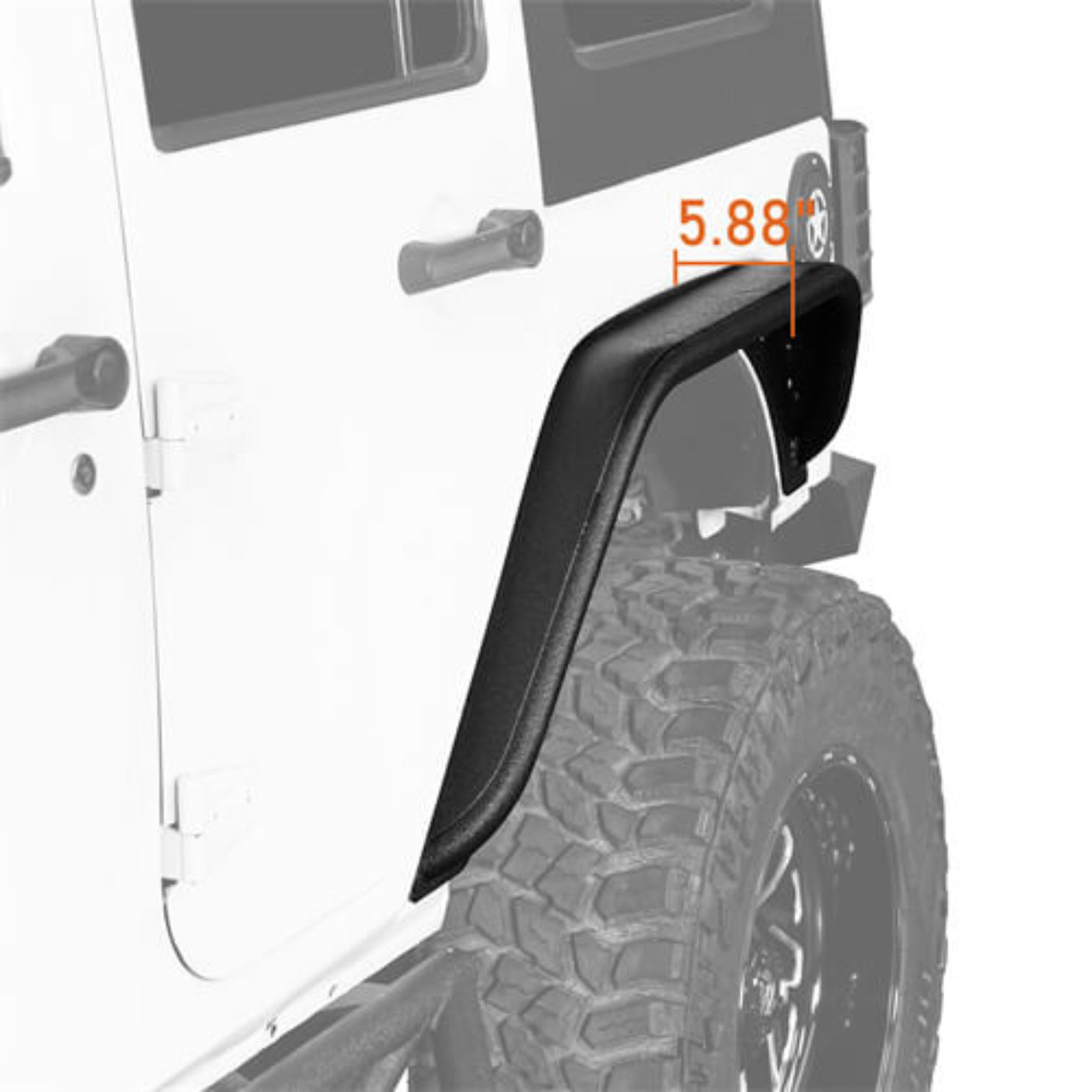 Front & Rear Tube Fender Flares Kit For 2007-2018 Jeep Wrangler JK - Hooke Road - HE.2086