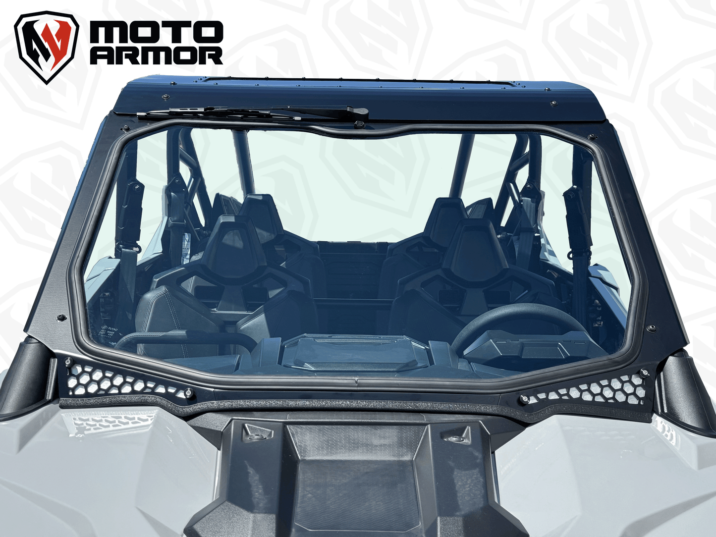 Moto Armor Polaris RZR Pro Max Visibility Full Glass Windshield - MA-RZPRO-MAX-WS-GLS-BLK-Y