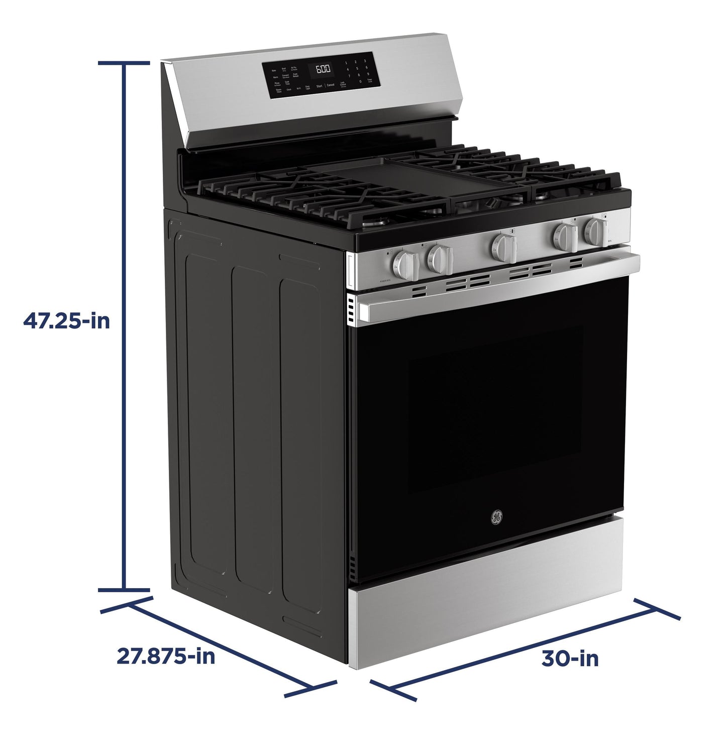 GE APPLIANCES GGF600AVSS GE® 30" Free-Standing Gas Convection Range with No Preheat Air Fry and EasyWash™ Oven Tray in Stainless Steel - GGF600AVSS
