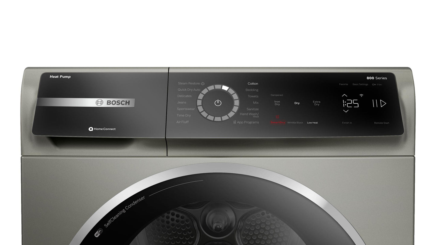 BOSCH WQB245AXUC 800 Series, heat pump dryer, Silver inox Silver