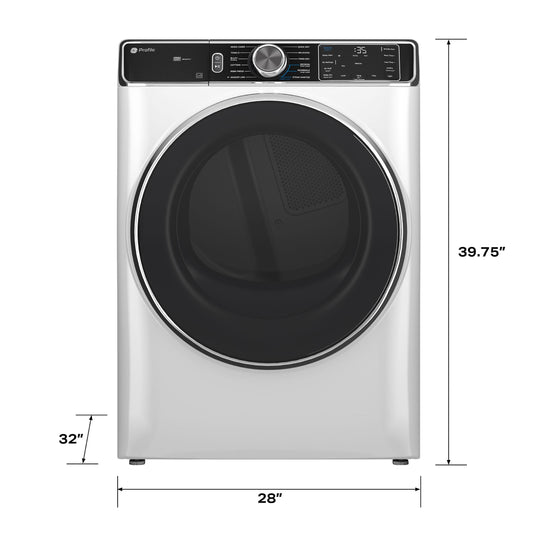 GE APPLIANCES PFD87ESSVWW GE Profile™ 7.8 cu. ft. Capacity Smart Front Load Electric Dryer with Steam and Sanitize Cycle White - PFD87ESSVWW
