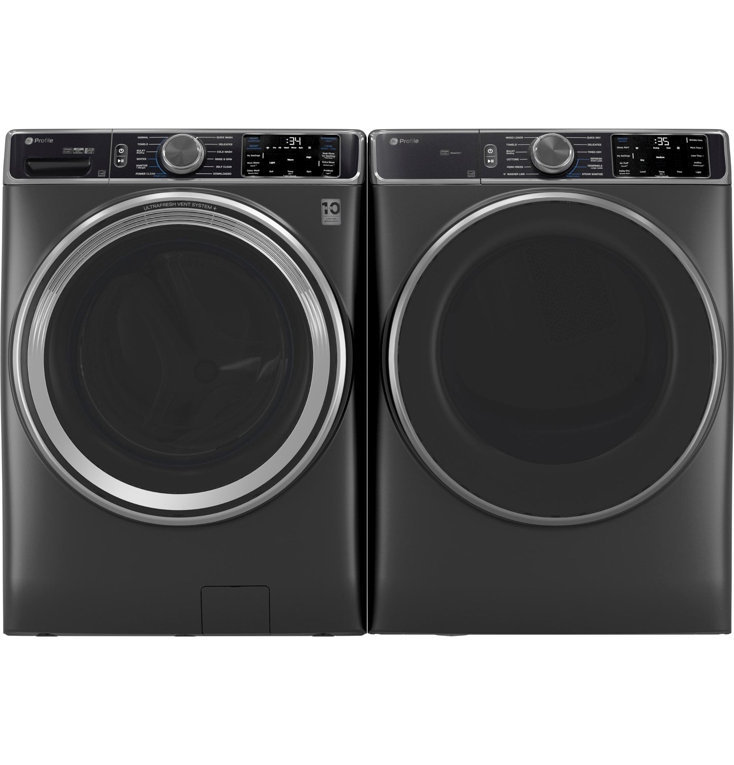 GE APPLIANCES GE Profile 5.5 cu. ft. Capacity Smart Front Load Steam Washer with UltraFresh Vent System+ and Smart Wash & Smart Rinse Gray - PFW955SPWDS