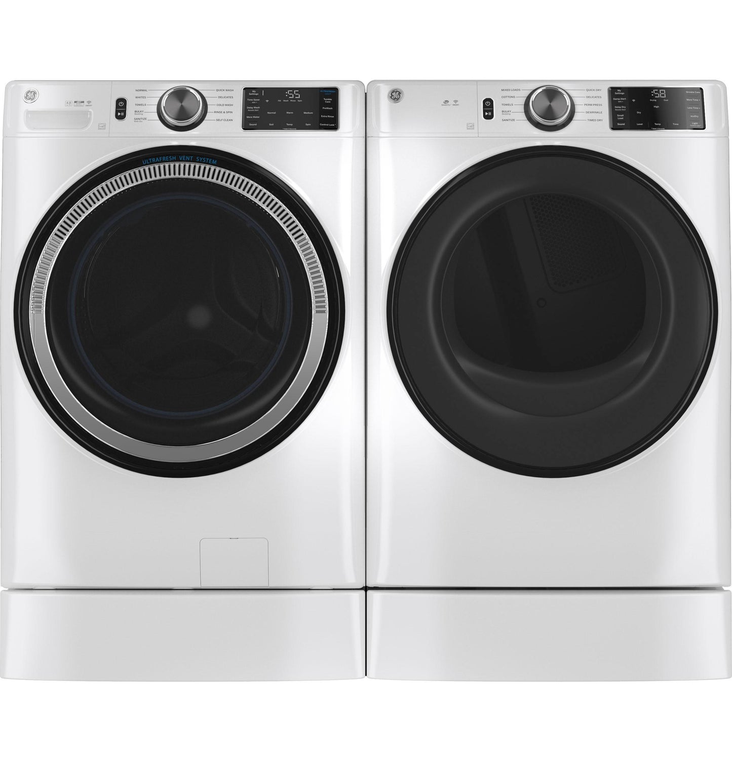 GE APPLIANCES GFW550SSNWW GE® ENERGY STAR 4.8 cu. ft. Capacity Smart Front Load  Washer with UltraFresh Vent System with OdorBlock™ and Sanitize w/Oxi White - GFW550SSNWW