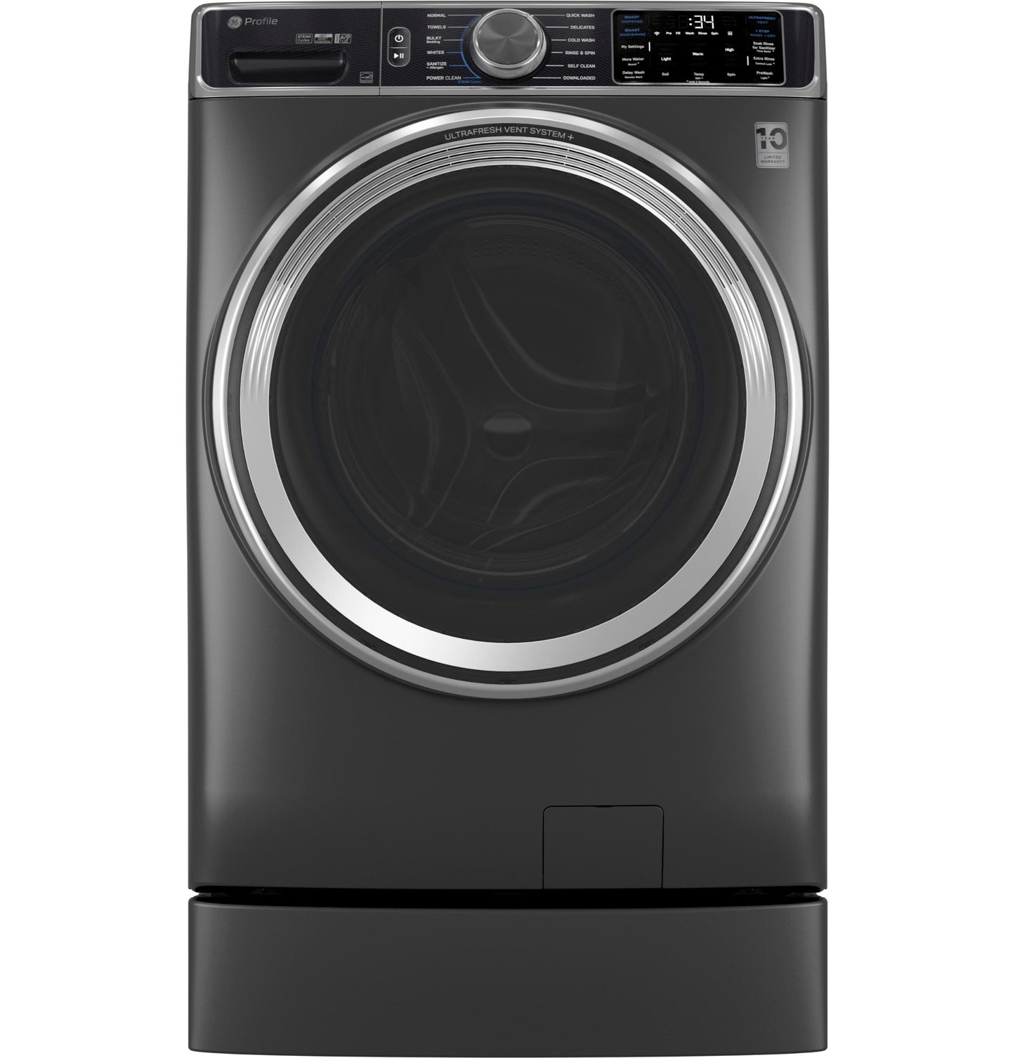GE APPLIANCES GE Profile 5.5 cu. ft. Capacity Smart Front Load Steam Washer with UltraFresh Vent System+ and Smart Wash & Smart Rinse Gray - PFW955SPWDS