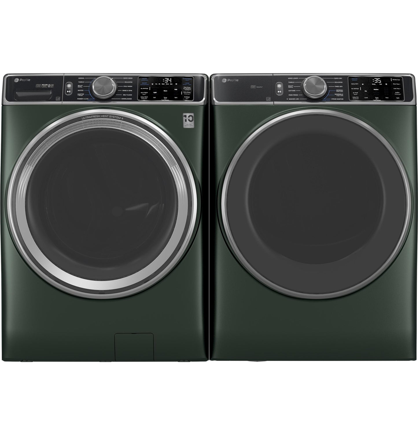 GE APPLIANCES PFW955SPWGN GE Profile™ 5.5 cu. ft. Capacity Smart Front Load ENERGY STAR® Steam Washer with UltraFresh Vent System+ and Smart Wash & Smart Rinse Green - PFW955SPWGN