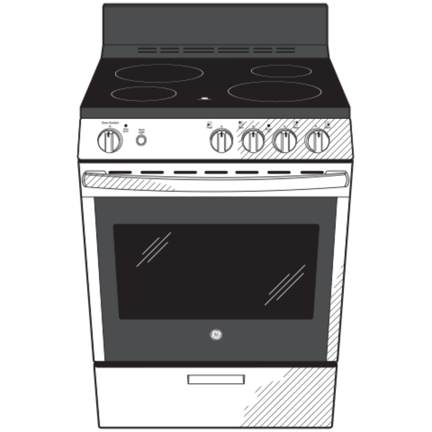 GE APPLIANCES JAS640RMSS GE® ENERGY STAR® 24" Free-Standing/Slide-in Front Control Range with Steam Clean and Large Window in Stainless Steel - JAS640RMSS