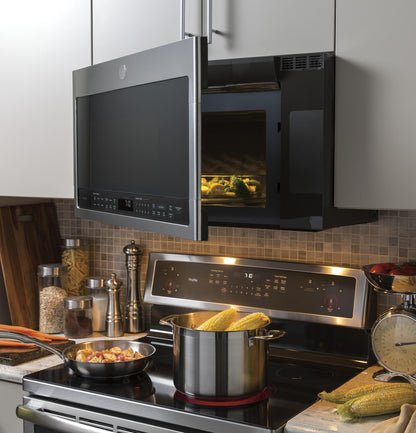 GE APPLIANCES Profile 2.1 Cu. Ft. Over-the-Range Sensor Microwave Oven in Stainless Steel - PVM9005SJSS