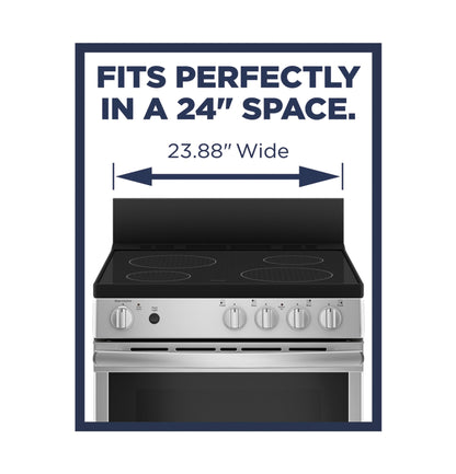 GE APPLIANCES JAS640RMSS GE® ENERGY STAR® 24" Free-Standing/Slide-in Front Control Range with Steam Clean and Large Window in Stainless Steel - JAS640RMSS