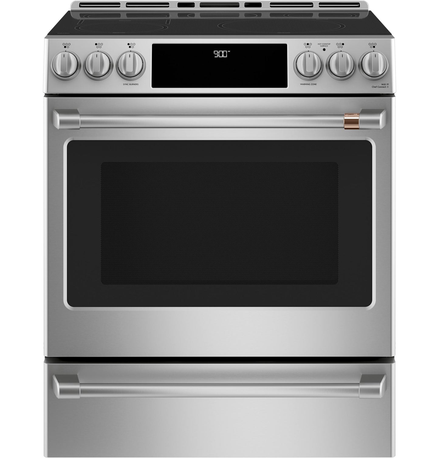 CAFE CHS900P2MS1 CAFé™ 30" Smart Slide-In, Front-Control, Induction and Convection Range with Warming Drawer in Stainless Steel - CHS900P2MS1