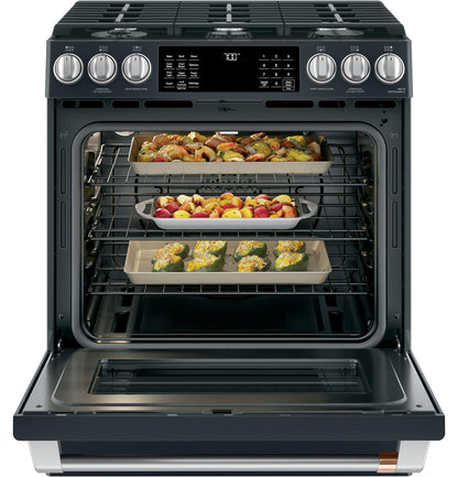 GE APPLIANCES CAFE CGS700P3MD1 CAFé™ 30" Smart Slide-In, Front-Control, Gas Range with Convection Oven Black - CGS700P3MD1