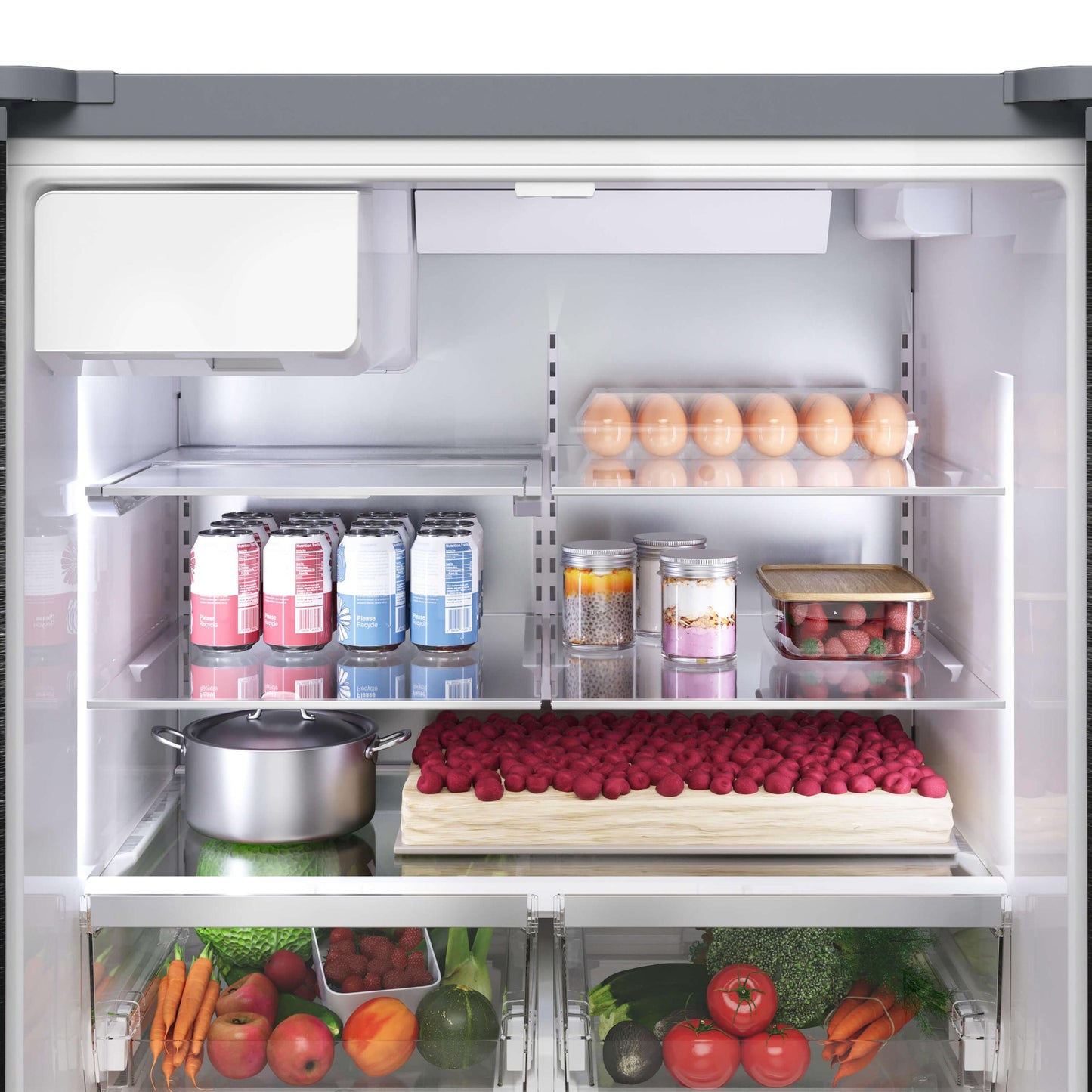 BOSCH B36FD52SNS 500 Series, French Door Bottom freezer, multi door, 36'', Brushed steel (with anti-fingerprint), Total No Frost in Stainless Steel - B36FD52SNS