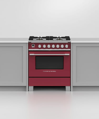 FISHER & PAYKEL OR30SCG6R1 30" Series 9 Classic 4 Burner Dual Fuel Self-Cleaning Range Red - OR30SCG6R1