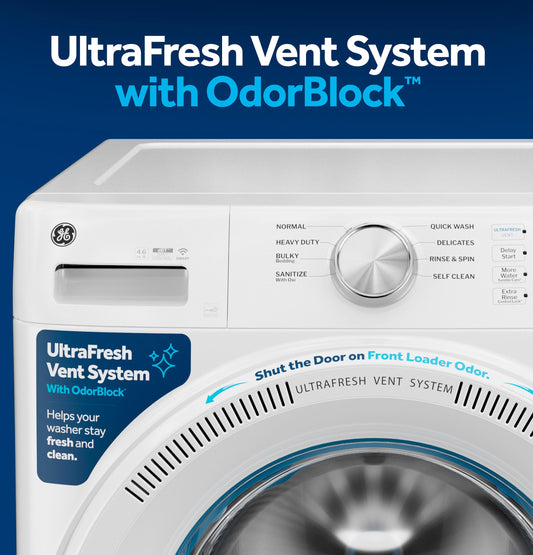 GE APPLIANCES GFW350SSYWW GE® ENERGY STAR® 4.6 cu. ft. Capacity Smart Front Load Washer with UltraFresh Vent System with OdorBlock™ White - GFW350SSYWW